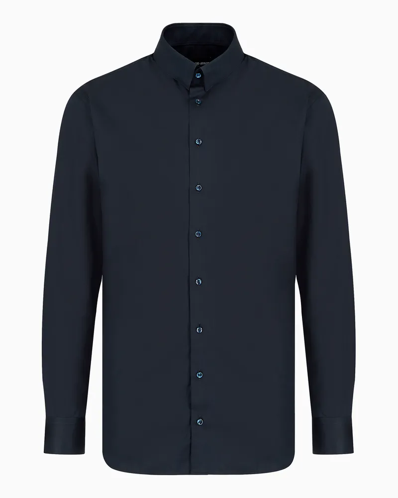 Giorgio Armani Hemd aus luxuriösem Baumwolltwill Marineblau