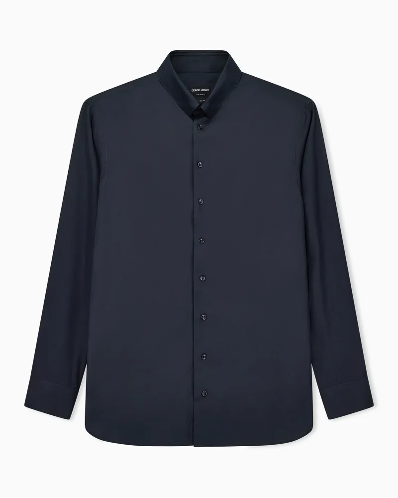 Giorgio Armani Hemd aus luxuriösem Baumwolltwill Marineblau