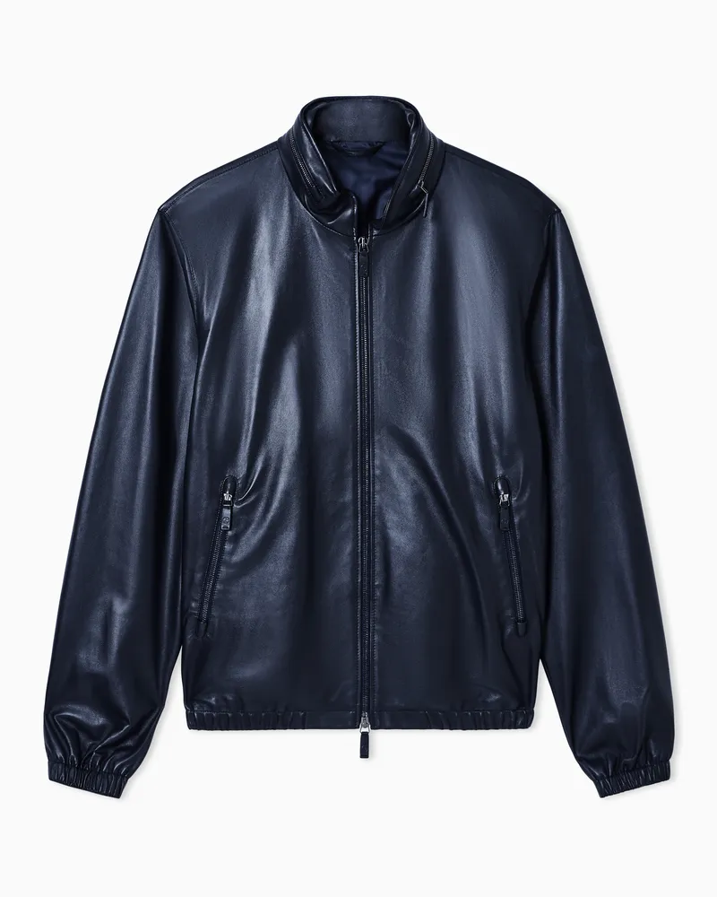 Giorgio Armani Blouson aus Nappa mit Reißverschluss Marineblau
