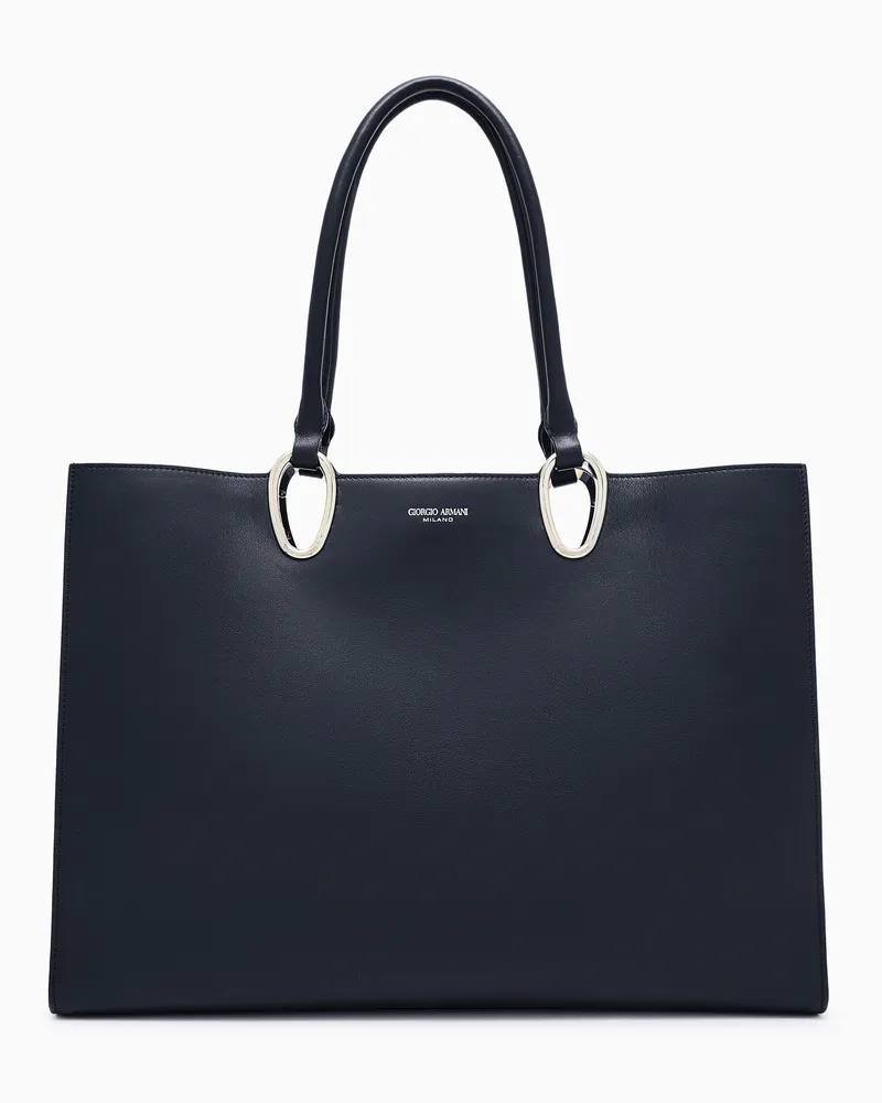 Giorgio Armani Mittelgroßer Shopper aus Leder Schwarz