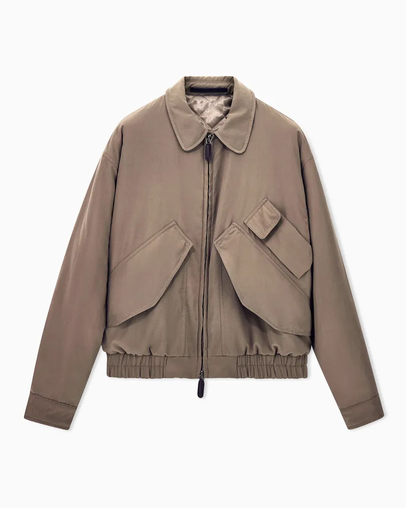 Giorgio Armani Blousonjacke mit Klappentaschen und gestepptem Innenfutter Braun