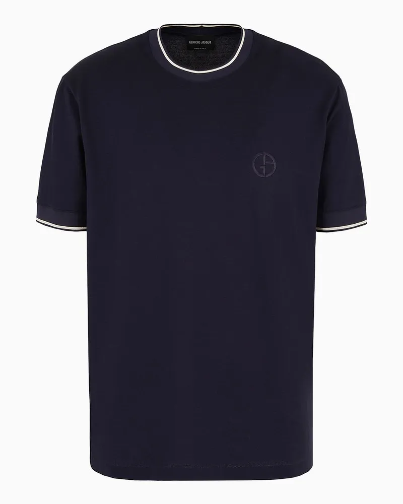 Giorgio Armani T-shirt mit Rundhalsausschnitt Aus Seidenjersey und Baumwolle Logo