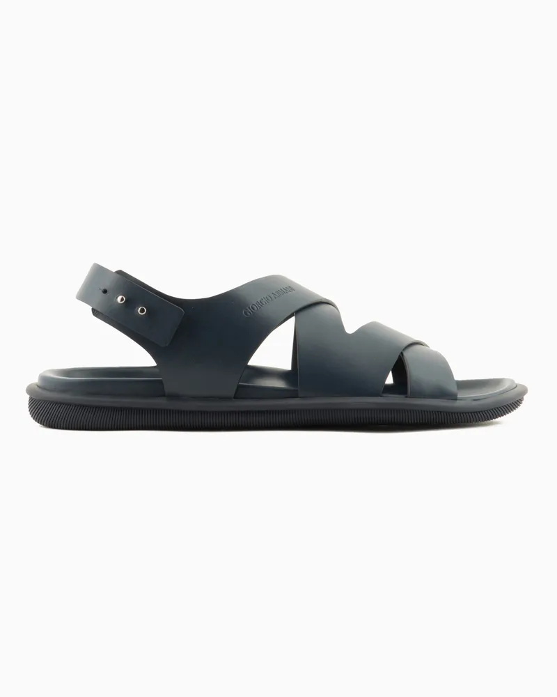Giorgio Armani Sandalen aus geflochtenem Leder Blau