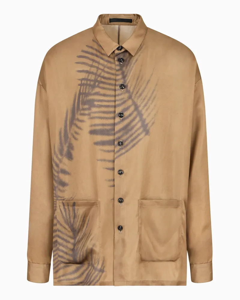 Giorgio Armani Hemdjacke aus bedrucktem Cupro Braun