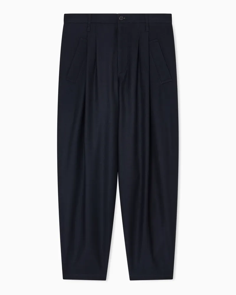 Giorgio Armani Hose mit Bundfalte aus leichter Wolle Blau