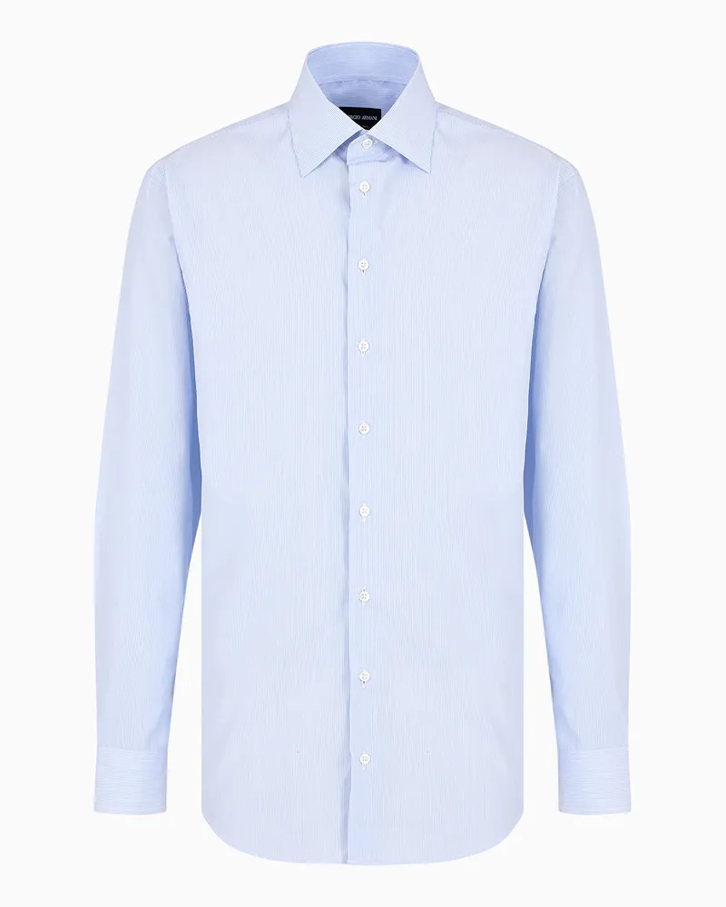 Giorgio Armani Hemd in Regular Fit aus Baumwolle in Mikrostruktur Hellblau