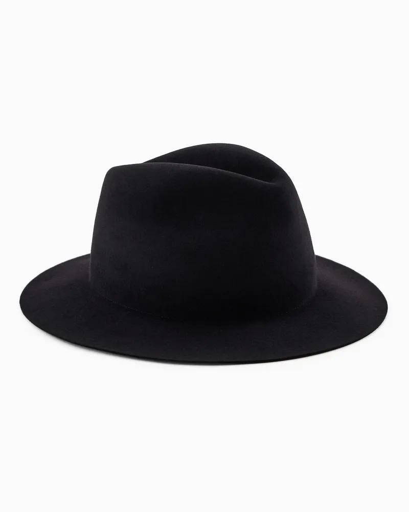 Giorgio Armani Hut mit breiter Krempe aus Lapin Blau