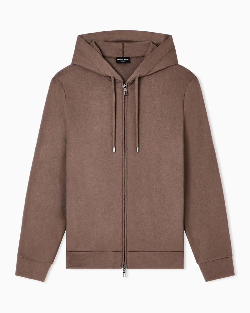 Giorgio Armani ASV Sweatshirt mit Kapuze aus reinem Kaschmir-Jersey Beige