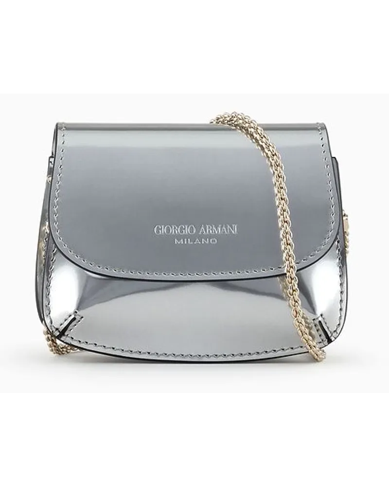 Giorgio Armani Mini-tasche La Prima Aus Leder mit Flüssiglack Silber