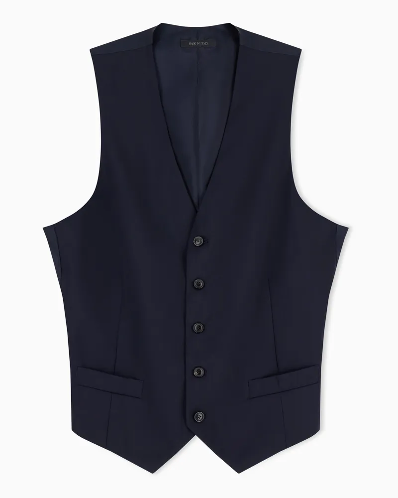 Giorgio Armani Einreihige Weste aus Schurwolle Marineblau