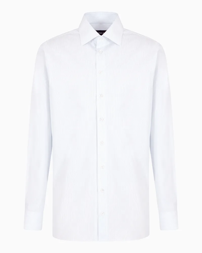 Giorgio Armani Hemd in Regular Fit aus Luxury-Baumwolle mit Streifen Hellblau