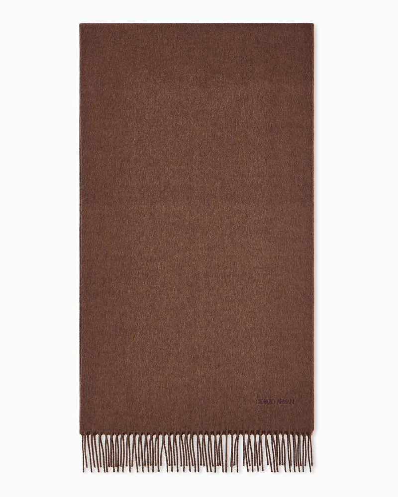 Giorgio Armani Stola aus Wolle mit glatter Textur und Fransen Braun