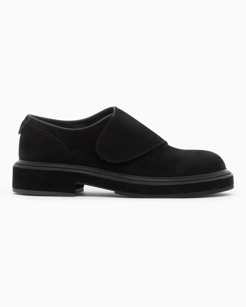 Giorgio Armani Slipper aus Wildleder mit nahtlosem Design und Gummisohle Schwarz