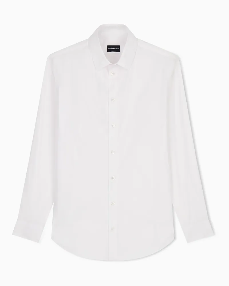 Giorgio Armani Stretchhemd mit Kragen mit Stäbchen Weiß