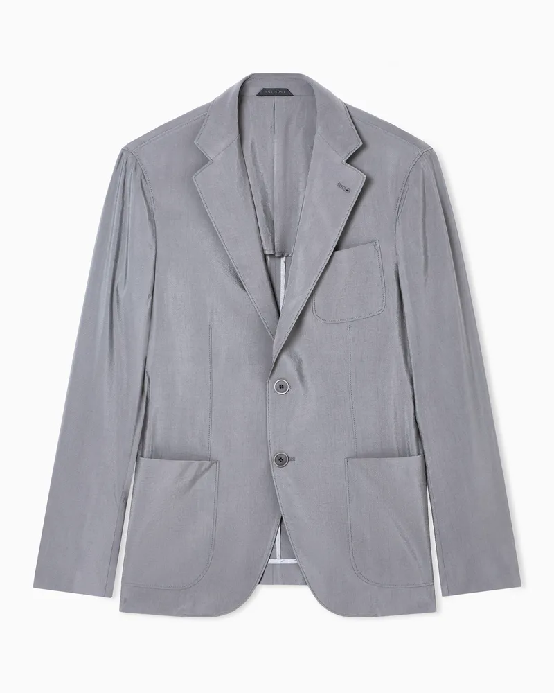 Giorgio Armani ASV Einreihiges Sakko der Upton-Linie aus gewaschener Seide Grau