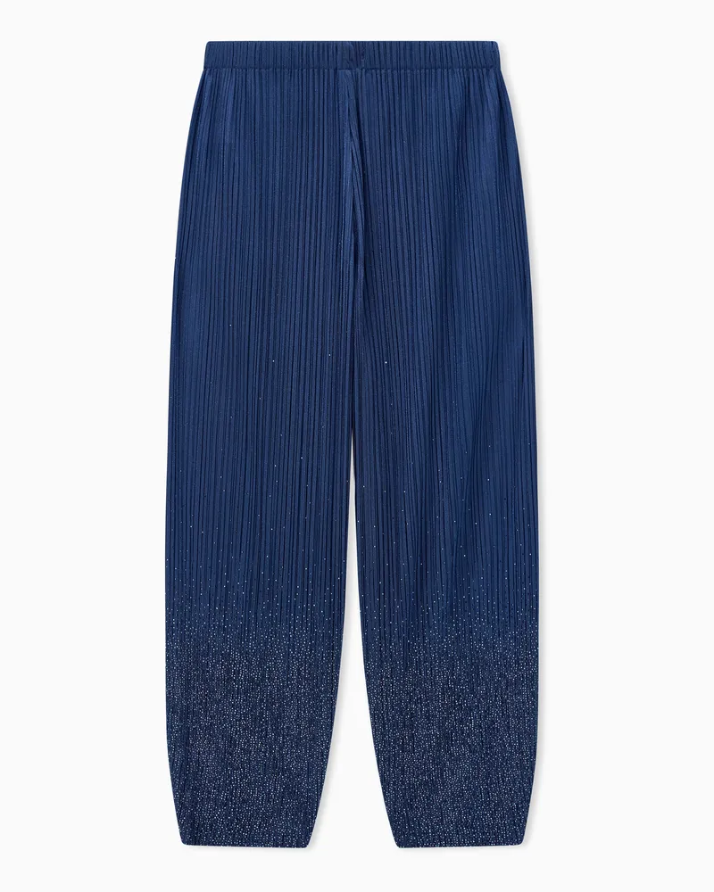Giorgio Armani Hose aus plissiertem Jersey mit Strass Blau