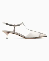 Giorgio Armani Slingback Aus Beschichtetem Leder und Gummi Silber