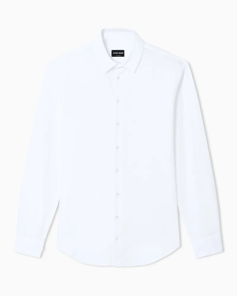 Giorgio Armani Hemd in Regular Fit aus Seersucker-Baumwolle Weiß
