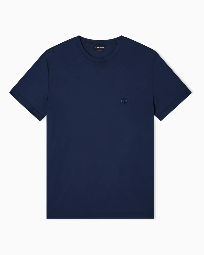 Giorgio Armani ASV Loungewear-T-Shirt aus Baumwolle mit Rundhalsausschnitt Blau