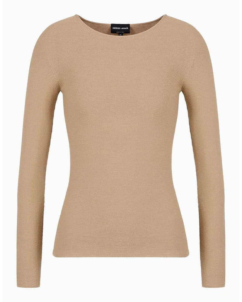 Giorgio Armani Pullover mit Langen Ärmeln Aus Viskose In Links-verarbeitung Camel