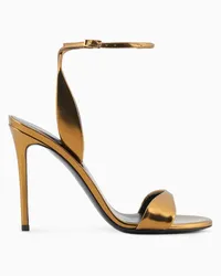 Giorgio Armani Absatz-sandalen Aus Laminiertem Leder Gold