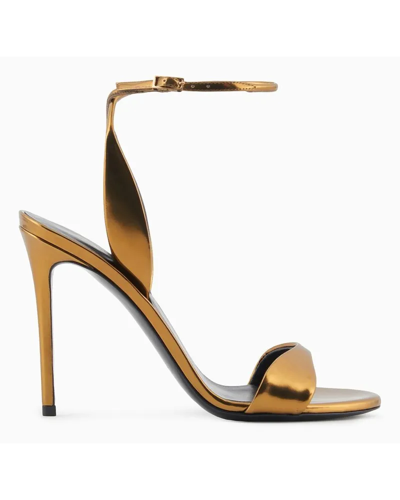 Giorgio Armani Absatz-sandalen Aus Laminiertem Leder Gold