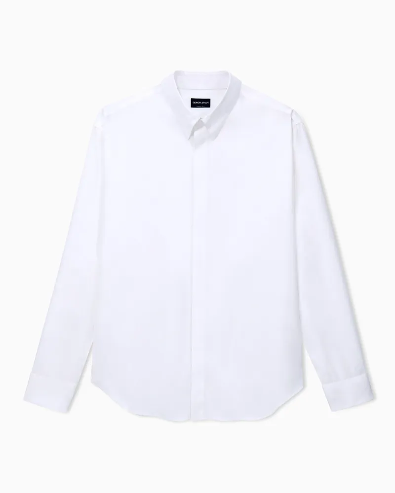 Giorgio Armani Regular Fit Hemd aus Baumwolle mit verdeckter Knopfleiste Weiß