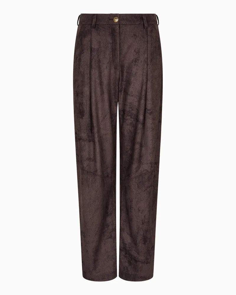 Giorgio Armani Hose mit einer Bundfalte aus Jersey in Wildlederoptik Braun