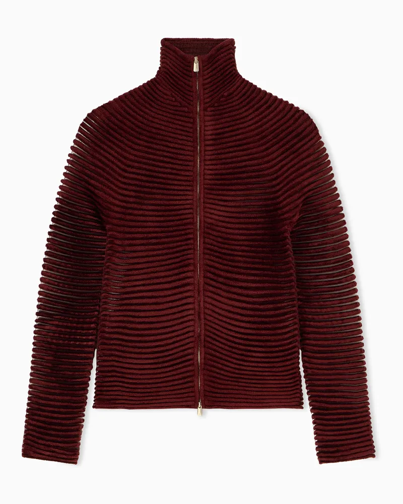 Giorgio Armani Blazer Jackets mit nahtlosen Kimonoärmeln und Reißverschluss Burgunderrot