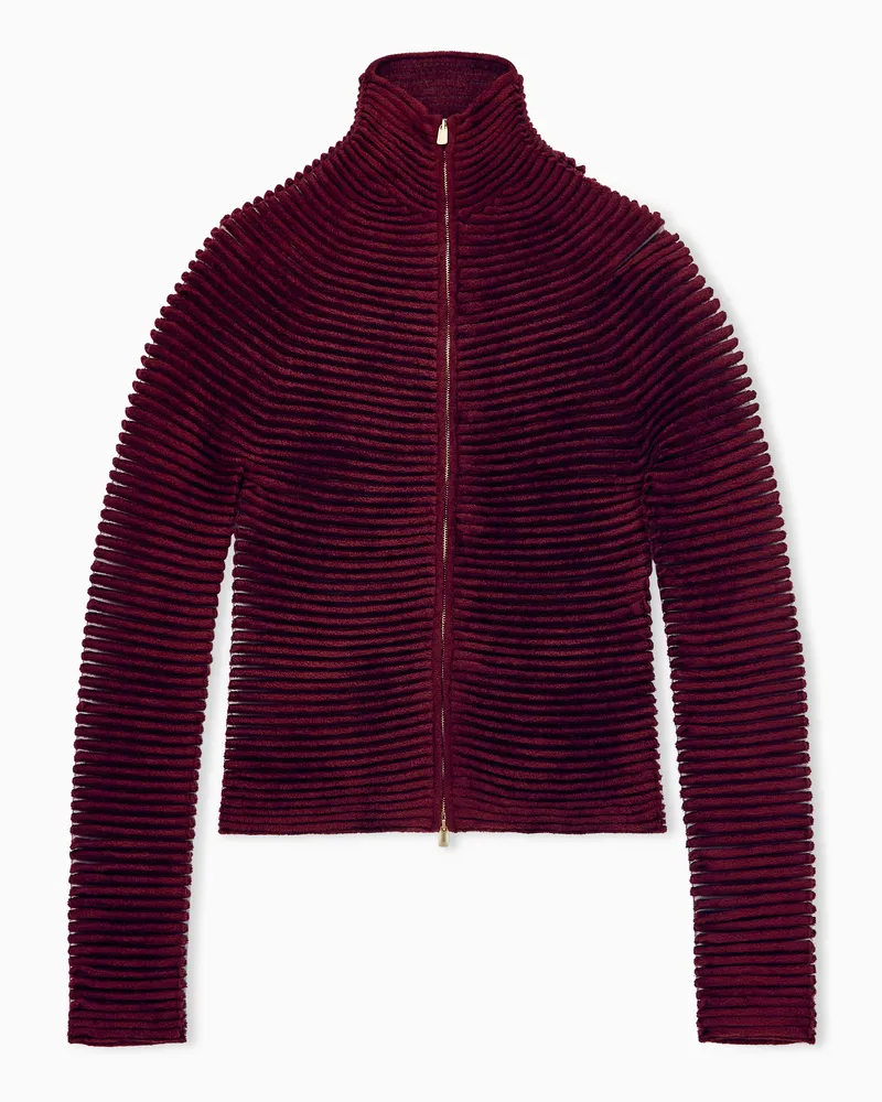Giorgio Armani Blazer Jackets mit nahtlosen Kimonoärmeln und Reißverschluss Burgunderrot