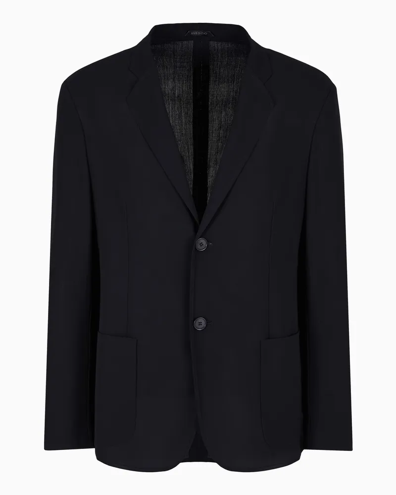 Giorgio Armani Einreihiges Sakko aus Schurwolle Marineblau