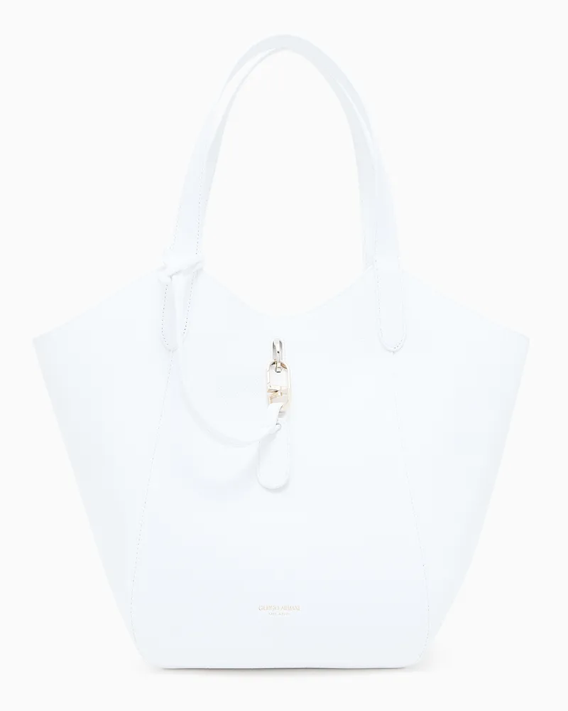 Giorgio Armani Mittelgroße Handtasche aus genarbtem Leder Weiß