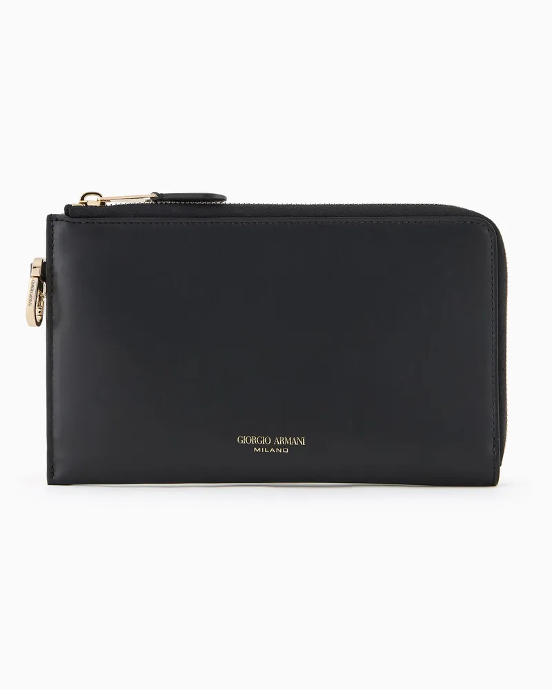 Giorgio Armani Portemonnaie mit Rundum-Reißverschluss aus Leder Schwarz