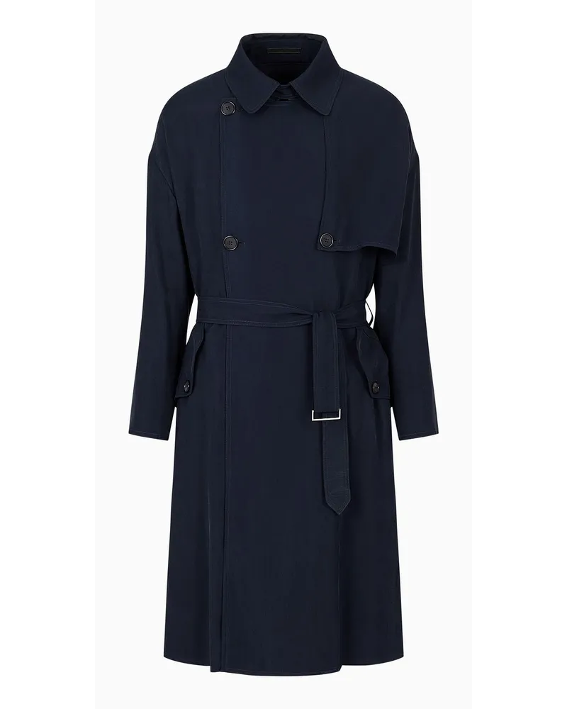 Giorgio Armani Doppelreihiger Trenchcoat Icon Aus Cupro Marineblau