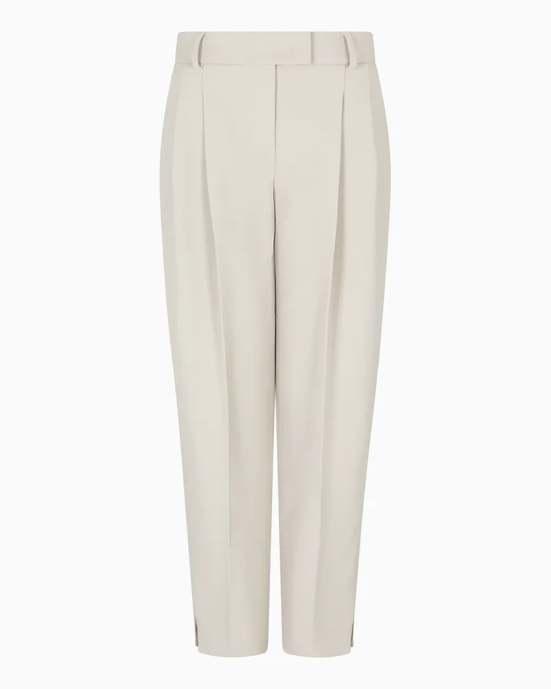 Giorgio Armani Hose mit zwei Bundfalten, gefertigt aus doppellagiger elastischer Wolle Beige