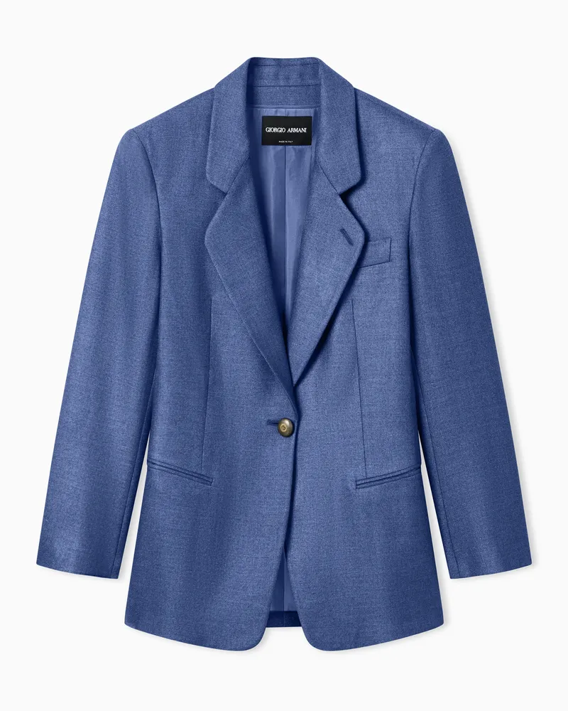 Giorgio Armani Einreihiges Sakko aus Seide und Wolle Blau