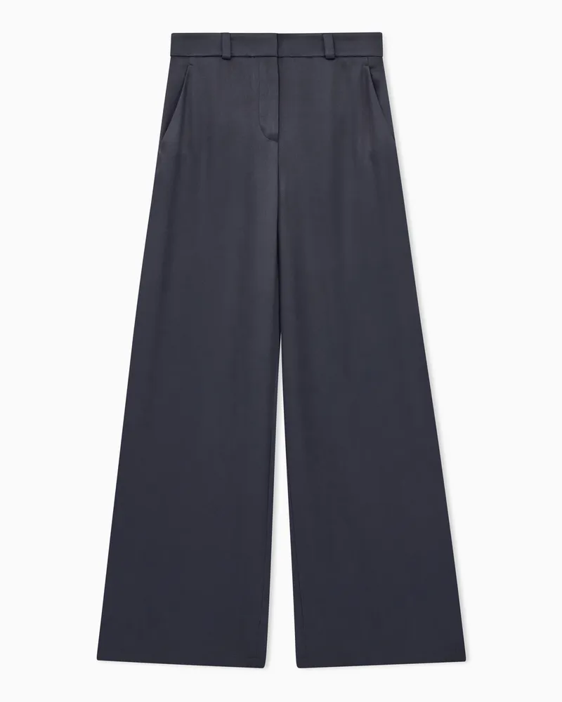 Giorgio Armani Hose aus Seidensatin mit weitem Bein und Gürtelschlaufen Grau