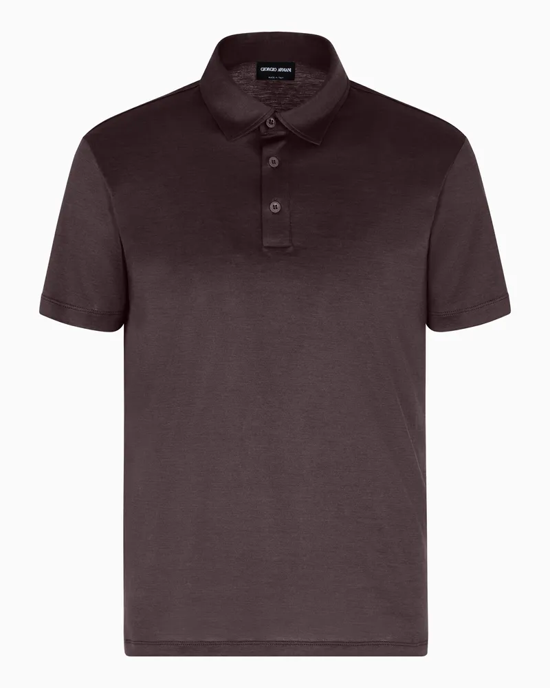 Giorgio Armani Poloshirt aus Seidenjersey und Baumwollgemisch Braun