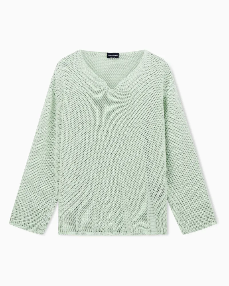 Giorgio Armani Pullover aus Leinen, Lyocell und Kaschmir Grün