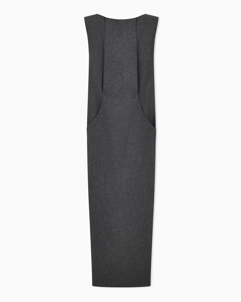 Giorgio Armani Ärmelloses Flanellkleid aus Schurwolle und Kaschmir Grau