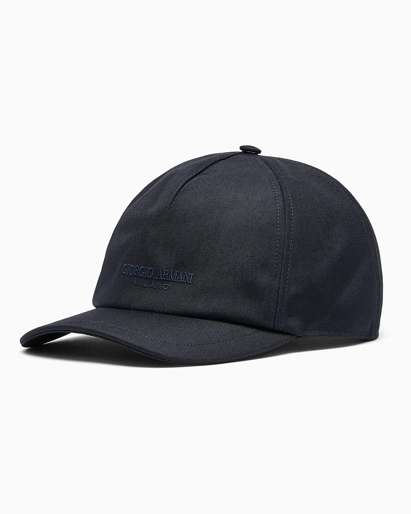 Giorgio Armani Baseballcap aus Funktionsgewebe mit Logo aus Leder Marineblau