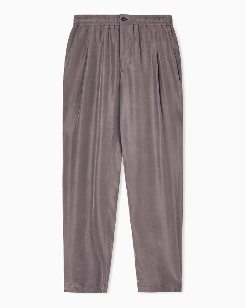 Giorgio Armani Flatfront-Hose aus Lyocell und Seide in Used-Optik Braun