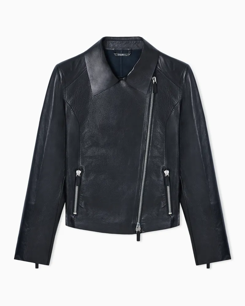 Giorgio Armani Nappa-Bikerjacke Schwarz