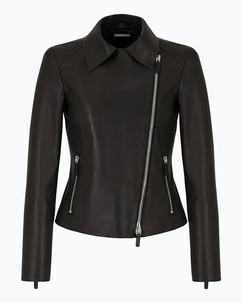 Giorgio Armani Nappa-Bikerjacke Schwarz