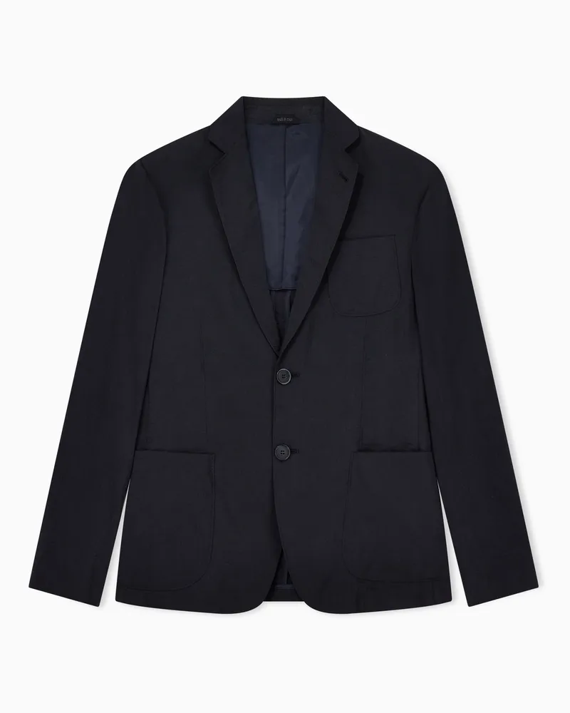 Giorgio Armani Einreihiges Sakko aus der Upton-Linie aus einem Seidentwill-Mischgewebe Marineblau