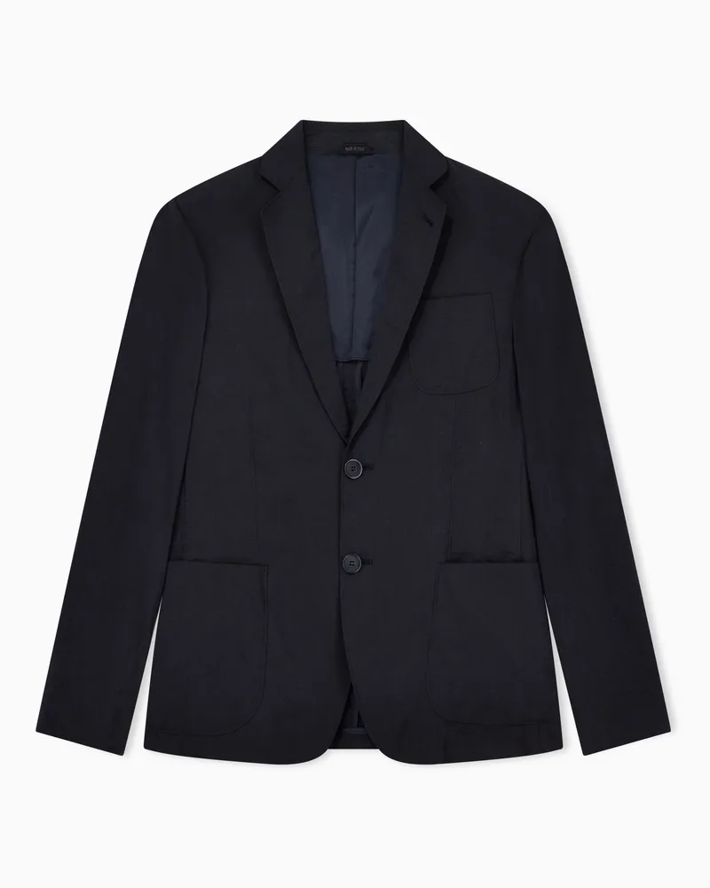 Giorgio Armani Einreihiges Sakko aus der Upton-Linie aus einem Seidentwill-Mischgewebe Marineblau