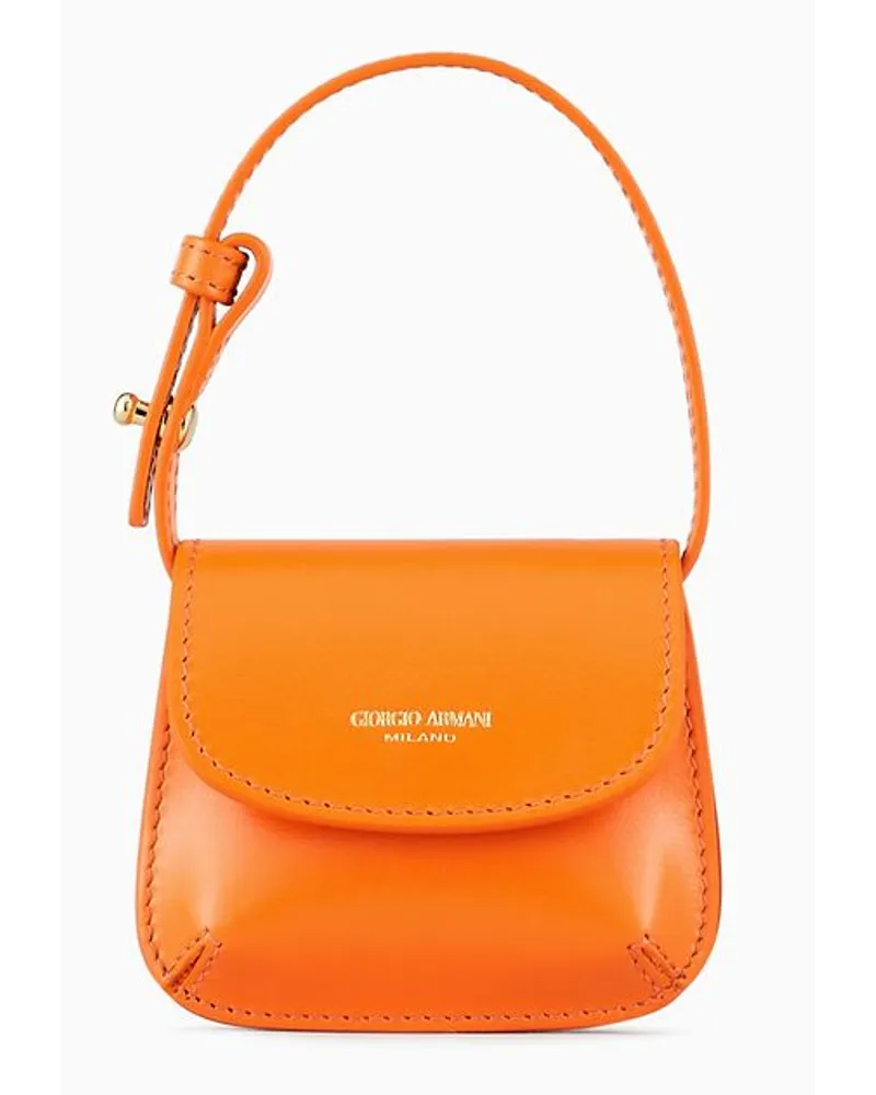 Giorgio Armani Kleiner Anhänger La Prima Aus Strukturiertem Leder Orange