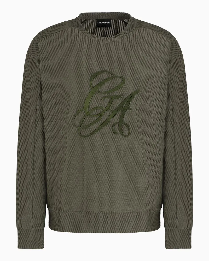 Giorgio Armani Sweatshirt mit Rundhalsausschnitt Aus Geprägtem Funktionsgewebe Grün