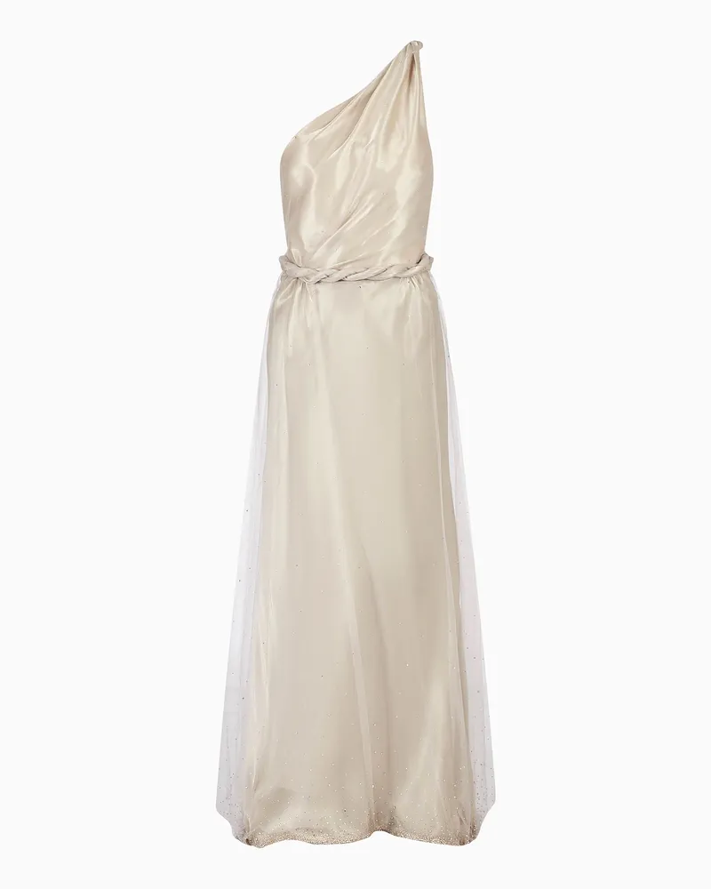 Giorgio Armani Langes One-Shoulder-Kleid mit durchgehender Stickerei Gemustert
