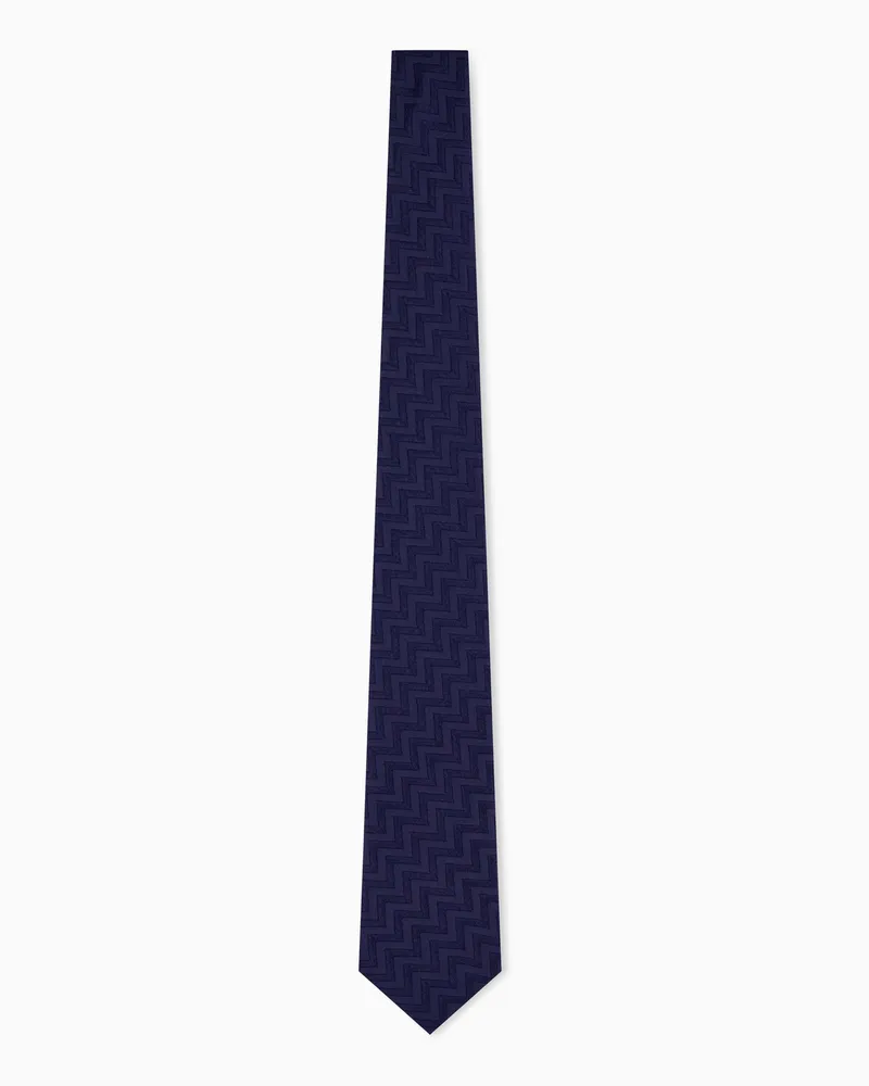 Giorgio Armani Gewebte Seidenkrawatte mit elegantem Zickzackmuster Blau